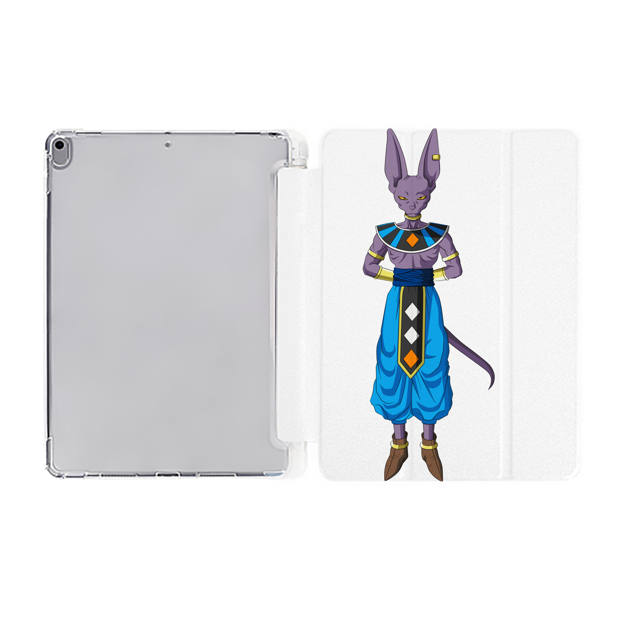 （画像用） ドラゴンボール ビルス 破壊神ビルス DRAGON BALL Beerus Birusu IPad ケース ペン収納付き 三つ折りスタンド PUレザー×シリコン 対応機種9.5/10.5/10.9インチ